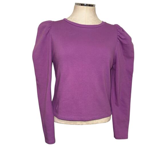 Zara Women's Balloon Sleeve Sweatshirt Purple Solid Long Sleeve Size Medium - Picture 1 of 8